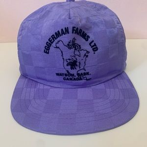 Nylon Checkered 80s Lavender Cap Eggerman Farms LTD in Watson, Sask. Canada